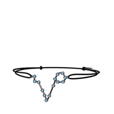 Pisces Bileklik - Akuamarin 925 ayar siyah rodyum kaplama gümüş bileklik #4238rq