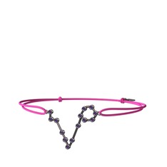 Pisces Bileklik - Ametist 925 ayar siyah rodyum kaplama gümüş bileklik #fpp76f