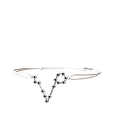 Pisces Bileklik - Siyah zirkon 8 ayar beyaz altın bileklik #p0x8dk