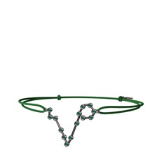 Pisces Bileklik - Yeşil kuvars 925 ayar siyah rodyum kaplama gümüş bileklik #u2vk32