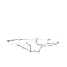 Aquarius Bileklik - Pembe kuvars 8 ayar beyaz altın bileklik #2eylss