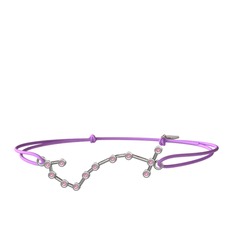 Pembe kuvars 18 ayar beyaz altın bileklik