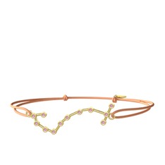 Scorpio Bileklik - Pembe kuvars 925 ayar altın kaplama gümüş bileklik #13ui8m9