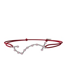 Scorpio Bileklik - Pembe kuvars 14 ayar beyaz altın bileklik #19kxiwy