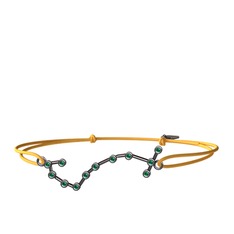 Scorpio Bileklik - Yeşil kuvars 925 ayar siyah rodyum kaplama gümüş bileklik #1cmmmgt