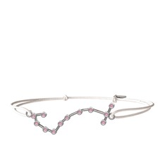 Pembe kuvars 14 ayar beyaz altın bileklik