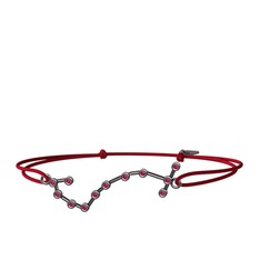 Scorpio Bileklik - Rodolit garnet 925 ayar siyah rodyum kaplama gümüş bileklik #4mhxpr