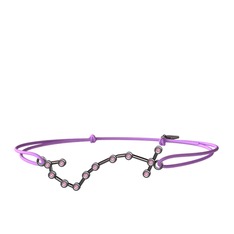 Scorpio Bileklik - Pembe kuvars 925 ayar siyah rodyum kaplama gümüş bileklik #kru1uc