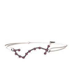 Scorpio Bileklik - Rodolit garnet 925 ayar siyah rodyum kaplama gümüş bileklik #noq8sr