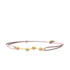 Aries Bileklik - Pembe kuvars 925 ayar altın kaplama gümüş bileklik #1cb93pn