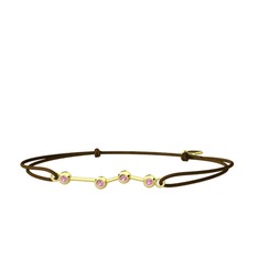 Pembe kuvars 925 ayar altın kaplama gümüş bileklik