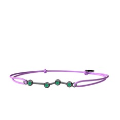 Aries Bileklik - Kök zümrüt 925 ayar siyah rodyum kaplama gümüş bileklik #mre32s