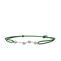Pembe kuvars 18 ayar beyaz altın bileklik