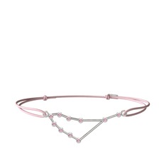 Capricorn Bileklik - Pembe kuvars 8 ayar beyaz altın bileklik #142btsy