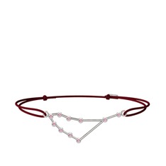 Capricorn Bileklik - Pembe kuvars 18 ayar beyaz altın bileklik #18ghj16