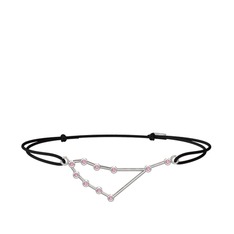 Pembe kuvars 14 ayar beyaz altın bileklik