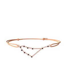 Capricorn Bileklik - Siyah zirkon 925 ayar rose altın kaplama gümüş bileklik #496c62