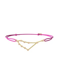 Pembe kuvars 925 ayar altın kaplama gümüş bileklik