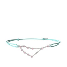 Capricorn Bileklik - Pembe kuvars 8 ayar beyaz altın bileklik #xhwss1