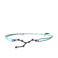 Taurus Bileklik - Lab safir 925 ayar siyah rodyum kaplama gümüş bileklik #11v3n29