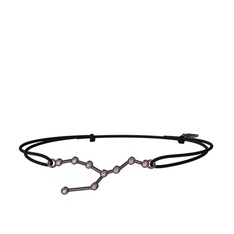 Taurus Bileklik - Pembe kuvars 925 ayar siyah rodyum kaplama gümüş bileklik #wqr61a