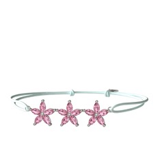 Markiz Yasemin Çiçeği Bileklik - Pembe kuvars 14 ayar beyaz altın bileklik #110x3gn