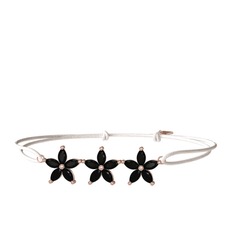 Markiz Yasemin Çiçeği Bileklik - Siyah zirkon 925 ayar rose altın kaplama gümüş bileklik #12p680o