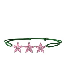 Pembe kuvars 18 ayar beyaz altın bileklik