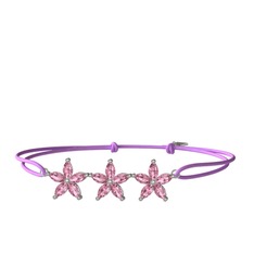 Pembe kuvars 8 ayar beyaz altın bileklik