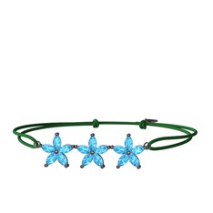 Markiz Yasemin Çiçeği Bileklik - Akuamarin 925 ayar siyah rodyum kaplama gümüş bileklik #caulir