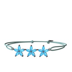 Markiz Yasemin Çiçeği Bileklik - Akuamarin 925 ayar siyah rodyum kaplama gümüş bileklik #rhocz8