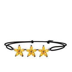 Markiz Yasemin Çiçeği Bileklik - Sitrin 925 ayar siyah rodyum kaplama gümüş bileklik #t8nf4u