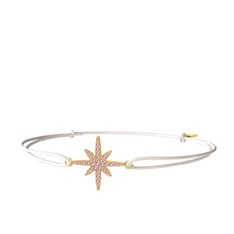 Kutup Yıldızı Bileklik - Pembe kuvars 8 ayar altın bileklik #106byjl
