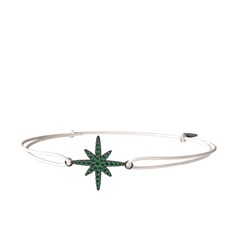 Kutup Yıldızı Bileklik - Yeşil kuvars 925 ayar siyah rodyum kaplama gümüş bileklik #1brlobo