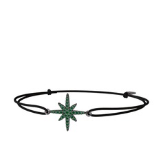 Kutup Yıldızı Bileklik - Yeşil kuvars 925 ayar siyah rodyum kaplama gümüş bileklik #1ost0xe