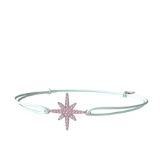 Kutup Yıldızı Bileklik - Pembe kuvars 8 ayar beyaz altın bileklik #r5mxka