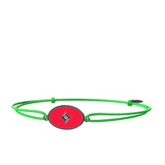 Amara Bileklik - Pırlanta 925 ayar siyah rodyum kaplama gümüş bileklik (0.015 karat, kırmızı mineli) #1b7qu5k