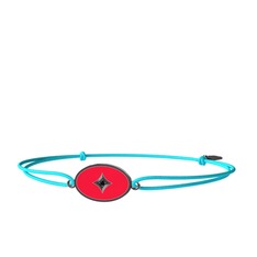 Amara Bileklik - Siyah zirkon 925 ayar siyah rodyum kaplama gümüş bileklik (Kırmızı mineli) #1xvujoq