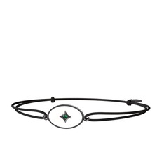 Amara Bileklik - Yeşil kuvars 925 ayar siyah rodyum kaplama gümüş bileklik (Beyaz mineli) #2sptpx