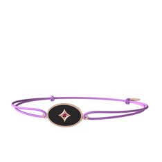 Rodolit garnet 14 ayar rose altın bileklik (Siyah mineli)
