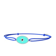 Amara Bileklik - Siyah zirkon 8 ayar beyaz altın bileklik (Turkuaz mineli) #iotlvj