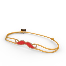 Bıyık Bileklik - 925 ayar rose altın kaplama gümüş bileklik (Kırmızı mineli) #18mc46o