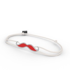 Bıyık Bileklik - 18 ayar beyaz altın bileklik (Kırmızı mineli) #19wefrj