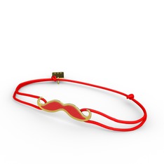 Bıyık Bileklik - 925 ayar altın kaplama gümüş bileklik (Kırmızı mineli) #1doy8sp