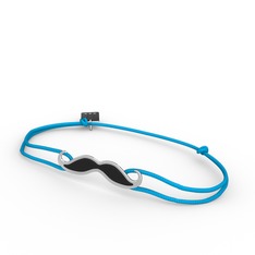 Bıyık Bileklik - 14 ayar beyaz altın bileklik (Siyah mineli) #1pg4uv0