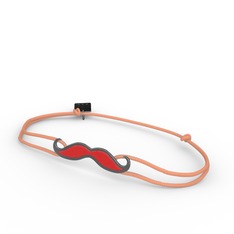 Bıyık Bileklik - 925 ayar siyah rodyum kaplama gümüş bileklik (Kırmızı mineli) #1vgnfw8