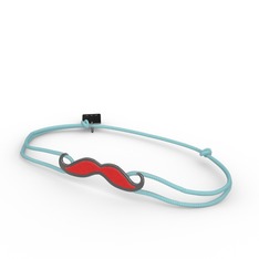 925 ayar siyah rodyum kaplama gümüş bileklik (Kırmızı mineli)