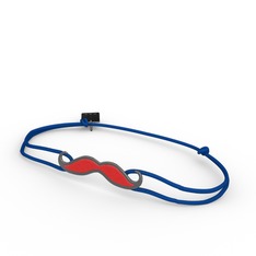 Bıyık Bileklik - 925 ayar siyah rodyum kaplama gümüş bileklik (Kırmızı mineli) #52tf9x