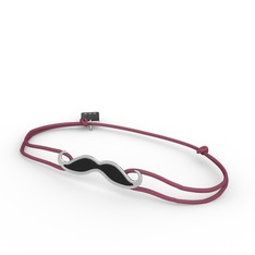 Bıyık Bileklik - 14 ayar beyaz altın bileklik (Siyah mineli) #6d13gc