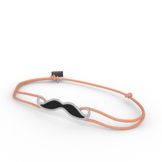 Bıyık Bileklik - 18 ayar beyaz altın bileklik (Siyah mineli) #7lbxp7